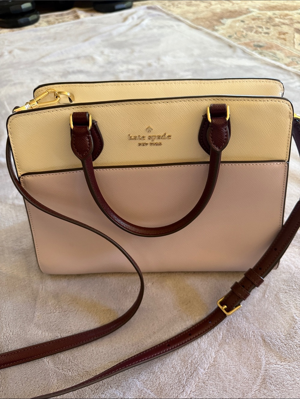 kate spade Cream, Blush & Burgundy Colorblock Satchel